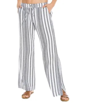 Side Slit Wide Leg Stripe Pant