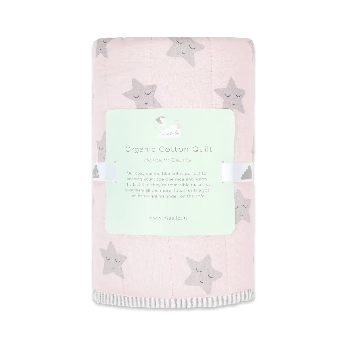Sleepy Star Pink Soft Quilted Blanket For Babies | Cotton