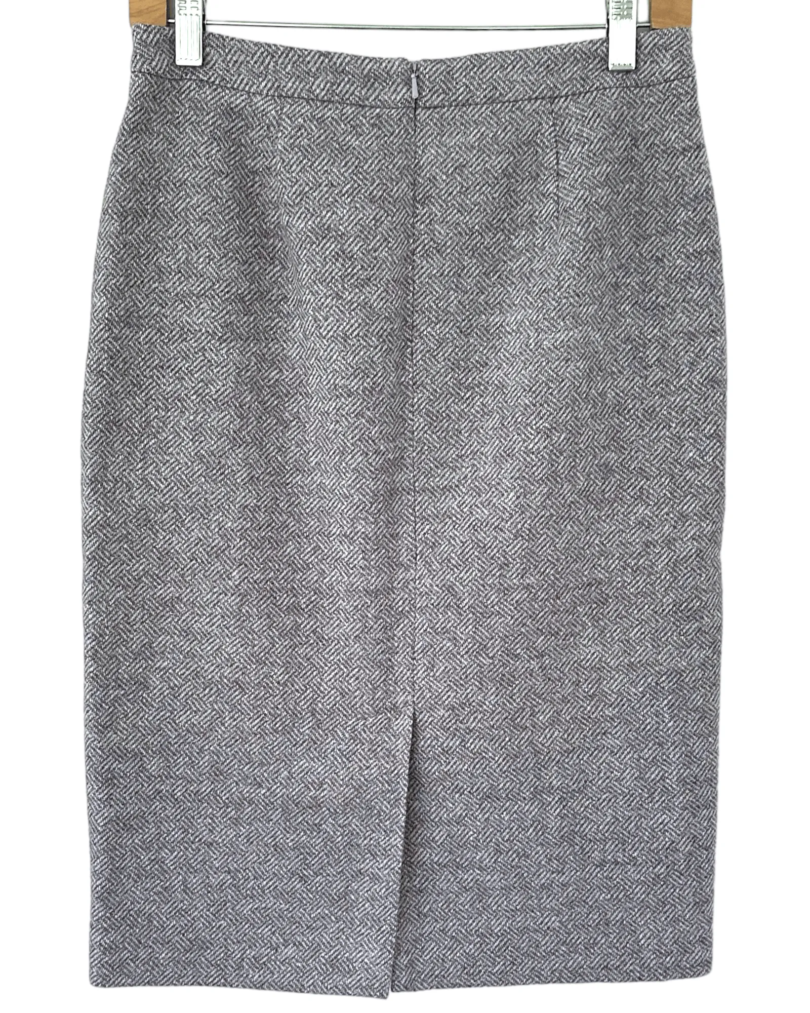 Soft Summer Basketweave Tweed Wool Pencil Skirt