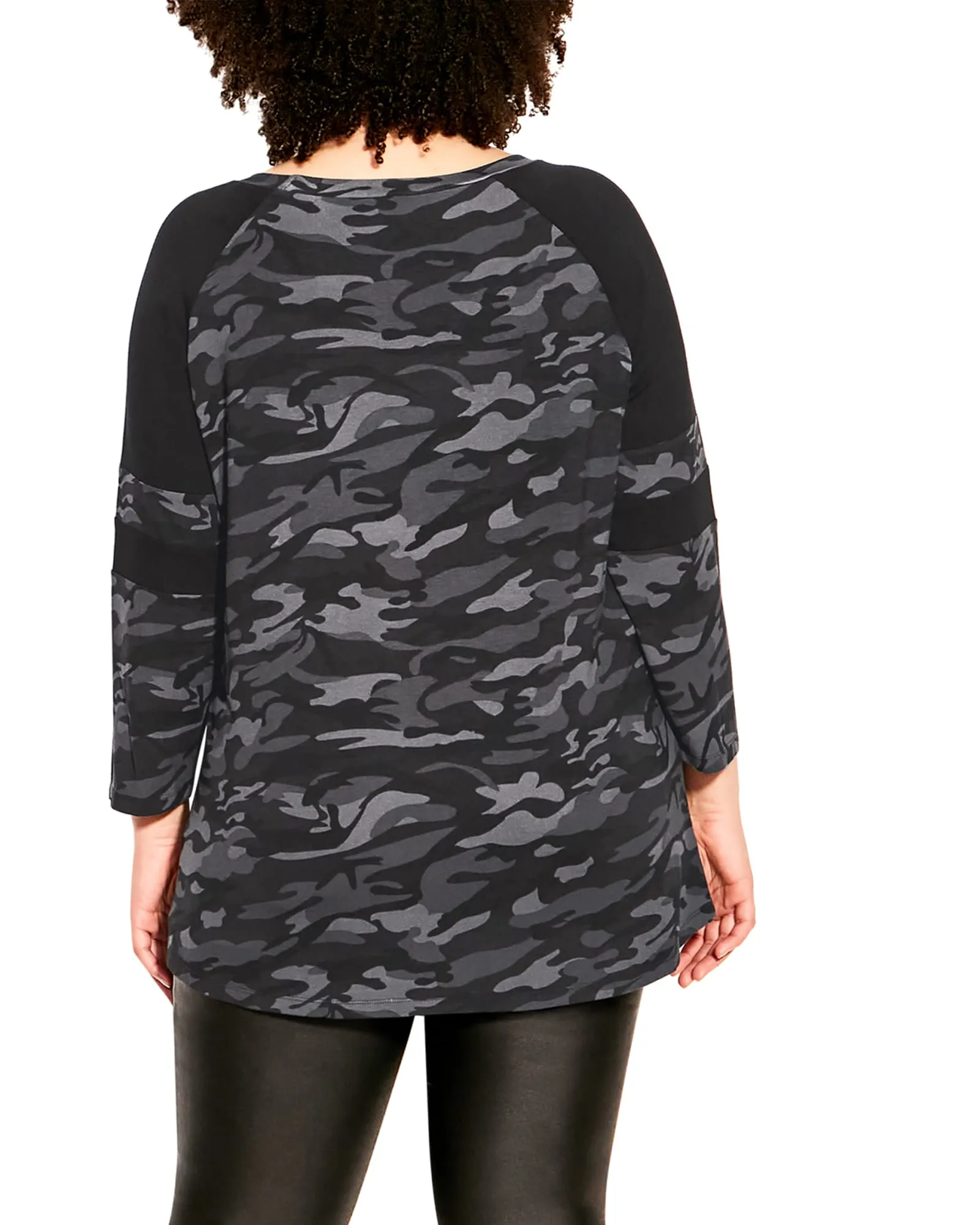 Splice Sleeve Top | Black Camo Black