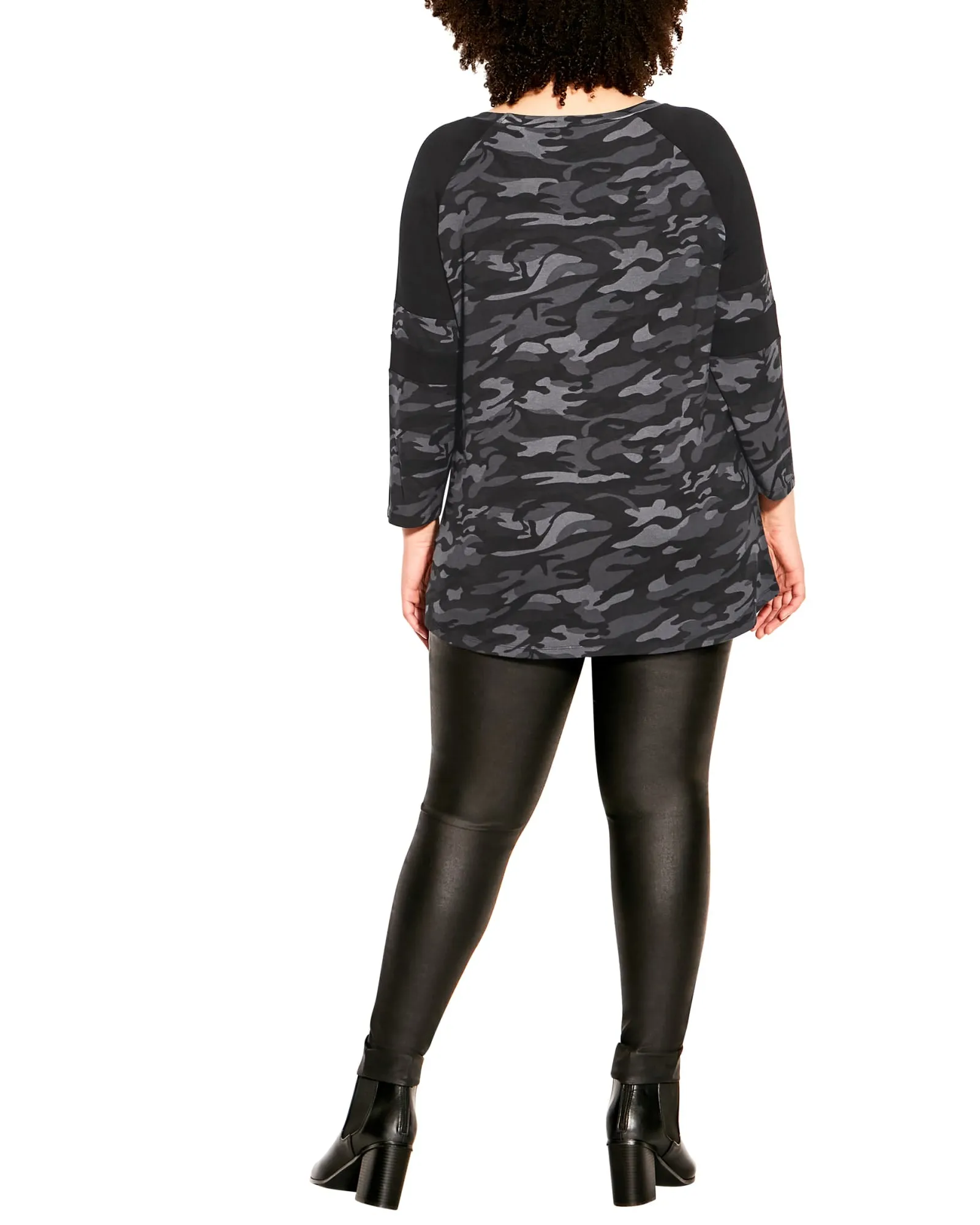 Splice Sleeve Top | Black Camo Black