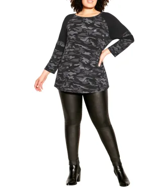 Splice Sleeve Top | Black Camo Black