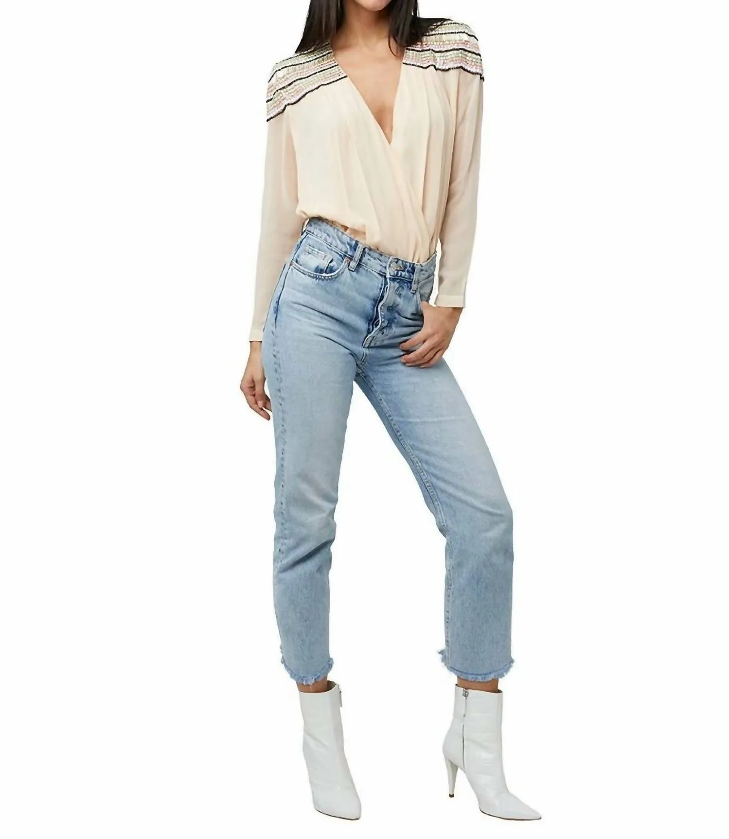 Starstruck Body Suit In Peachy Cream