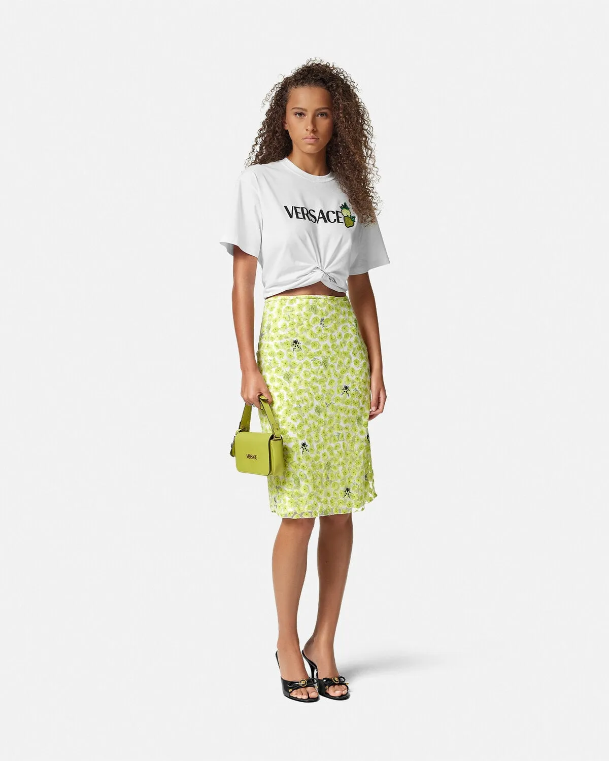 Strawberry Garden Devoré Pencil Skirt