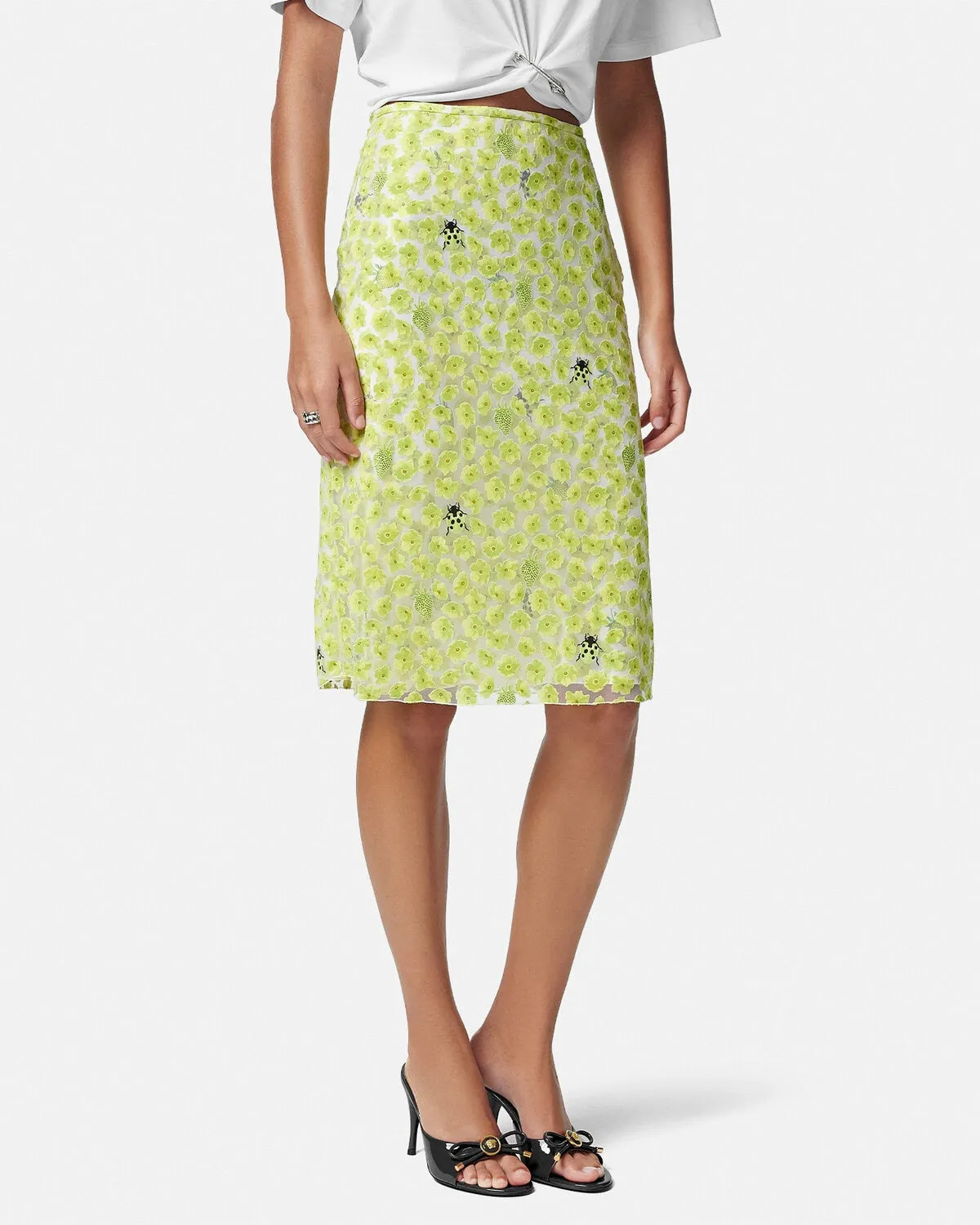 Strawberry Garden Devoré Pencil Skirt