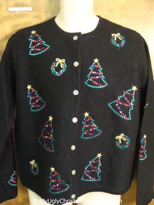 Tacky Christmas Sweater with Bling Trees