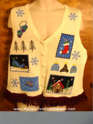 Tacky Ivory Patchwork Christmas Sweater Vest