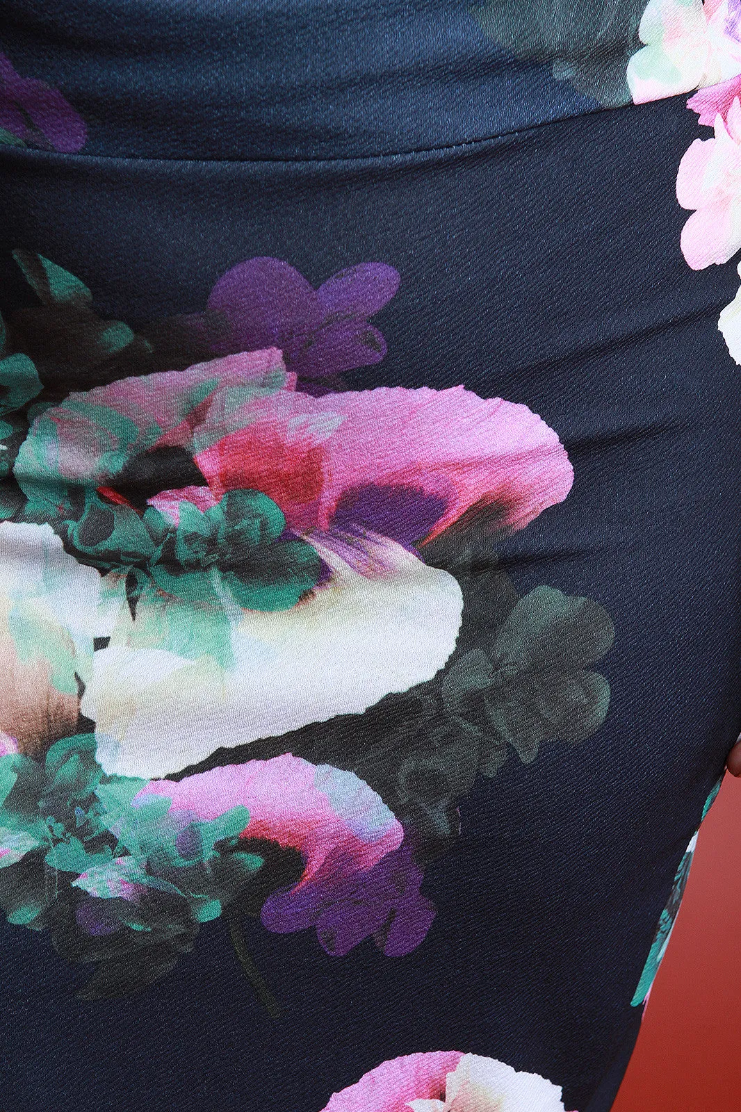 Textured Floral Print High Waist Pencil Midi Skirt