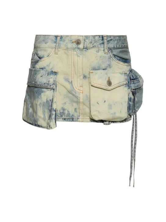 The Attico   Fay bleached denim cargo mini skirt 