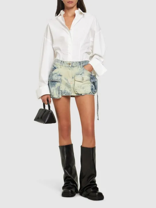 The Attico   Fay bleached denim cargo mini skirt 