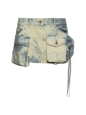 The Attico   Fay bleached denim cargo mini skirt 