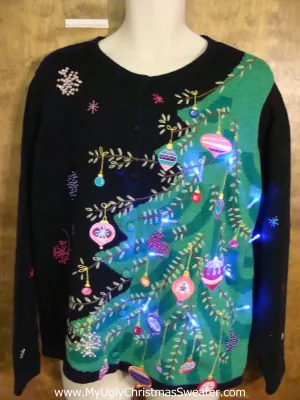 Tilty Tree 2sided Ugly Christmas Sweater with Lights
