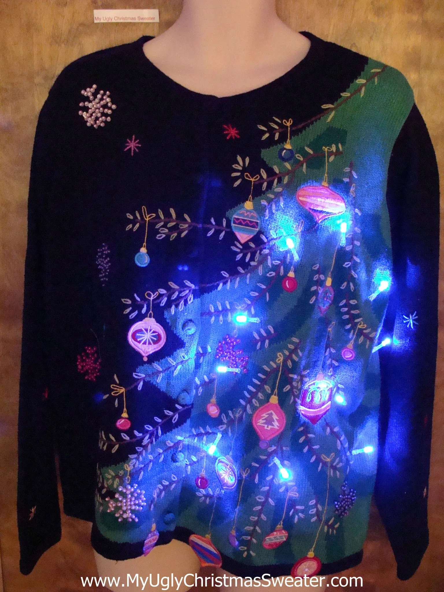 Tilty Tree 2sided Ugly Christmas Sweater with Lights