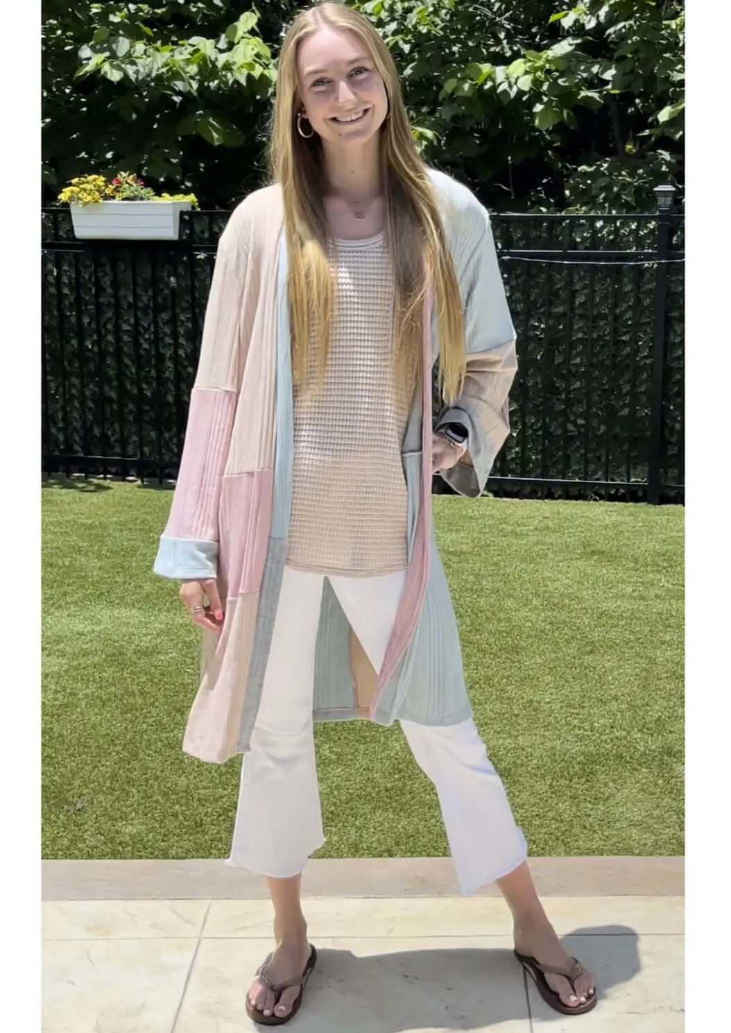 Ultra Lightweight Color Block Cardigan Made in USA - CLEARANCE FINAL SALE