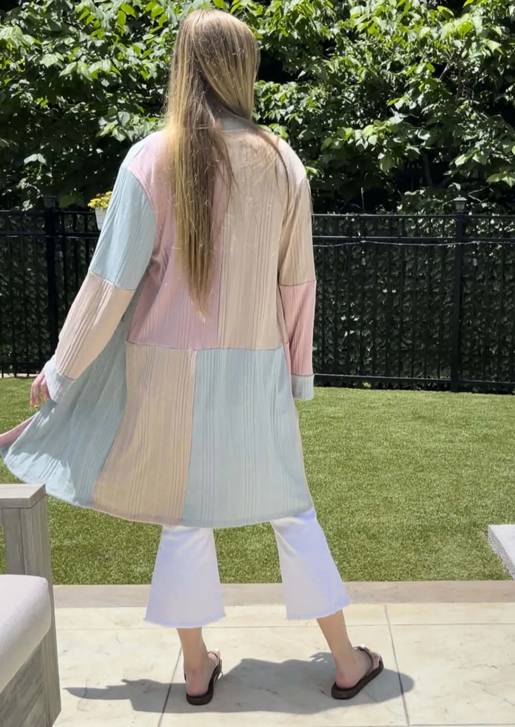 Ultra Lightweight Color Block Cardigan Made in USA - CLEARANCE FINAL SALE