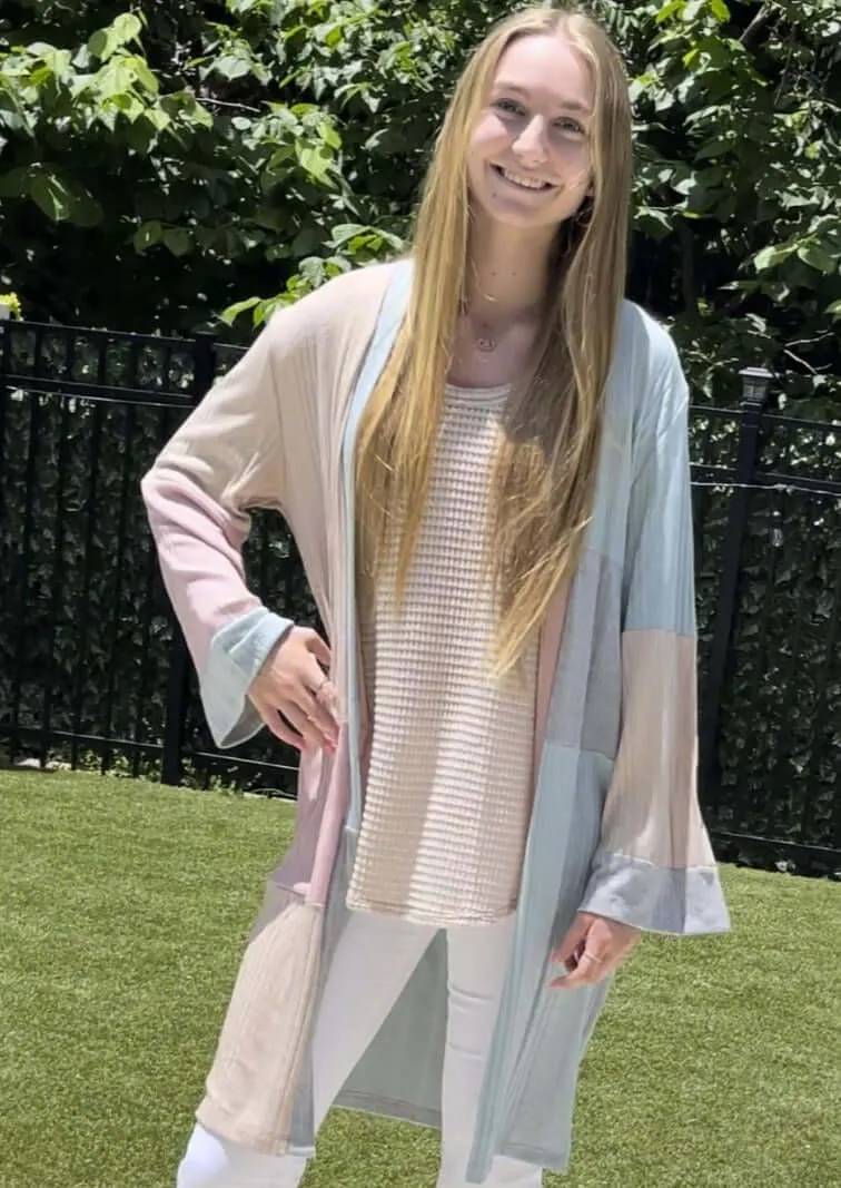 Ultra Lightweight Color Block Cardigan Made in USA - CLEARANCE FINAL SALE