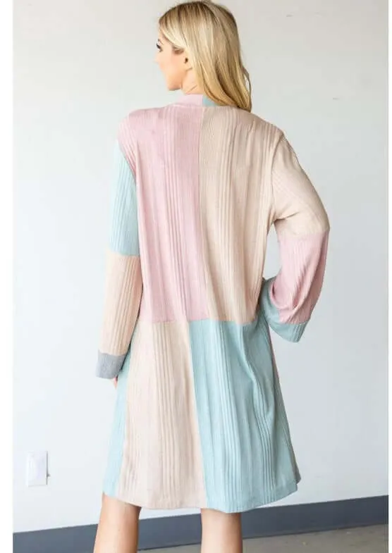 Ultra Lightweight Color Block Cardigan Made in USA - CLEARANCE FINAL SALE