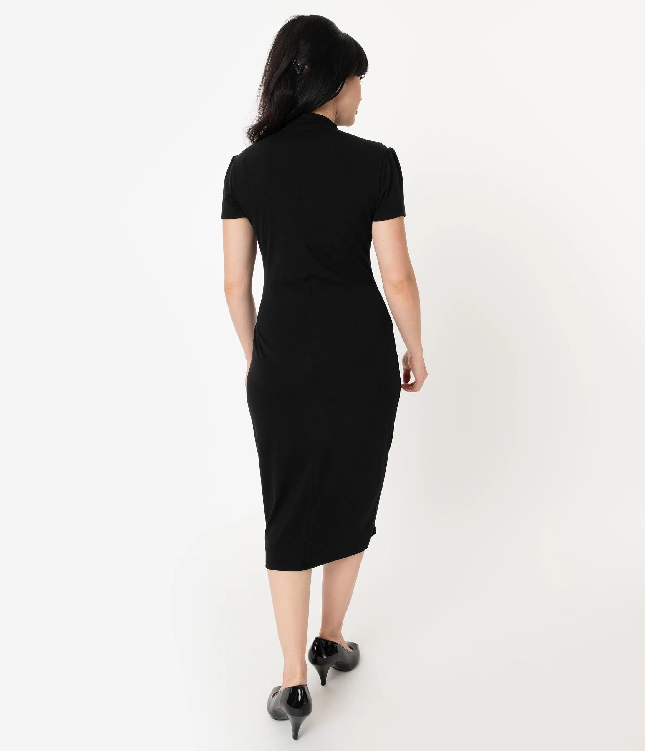 Unique Vintage 1960s Black Cage Allison Wiggle Dress