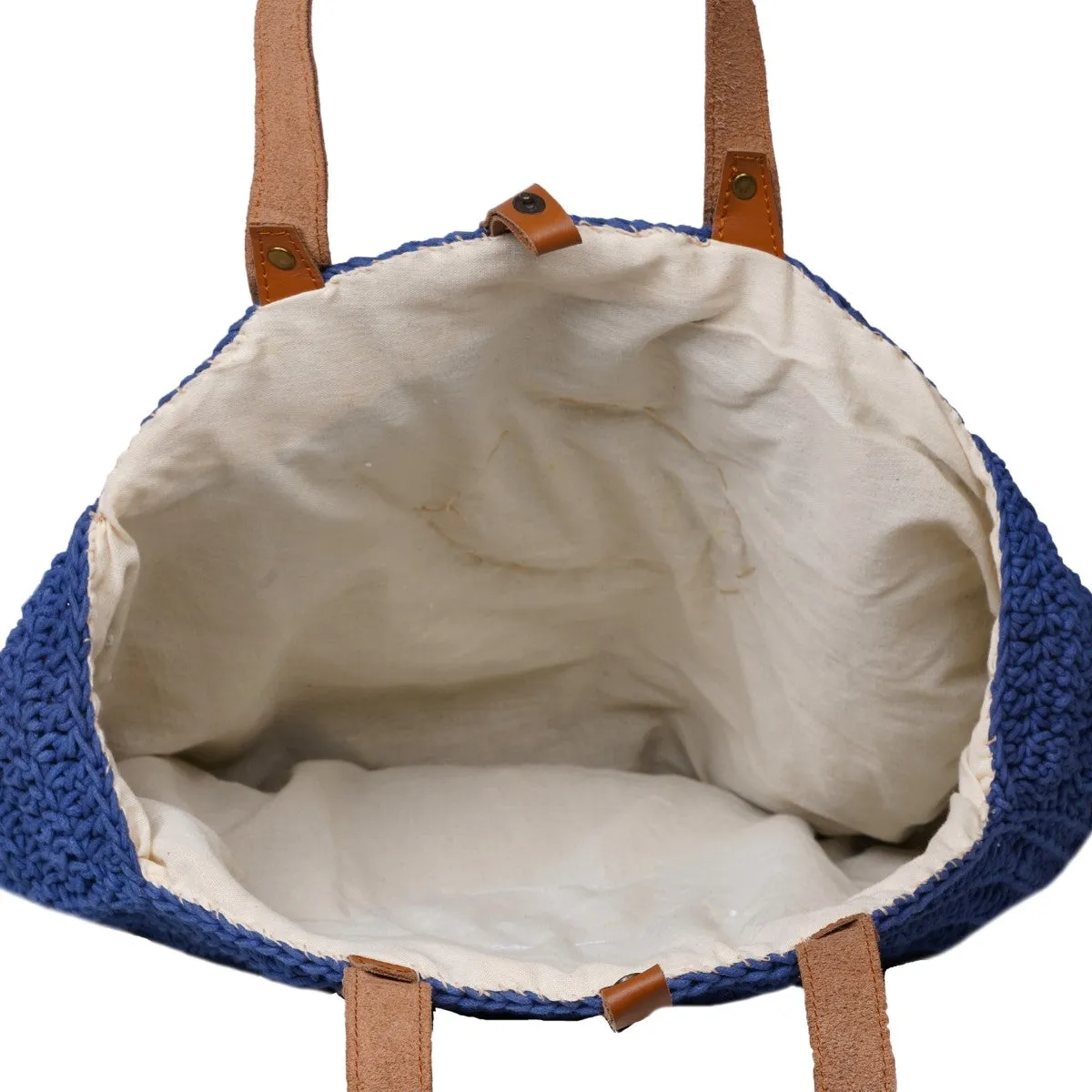 United Urbane Round Hand Bag | Hand-Crochet | Cotton Yarn | Royal Blue