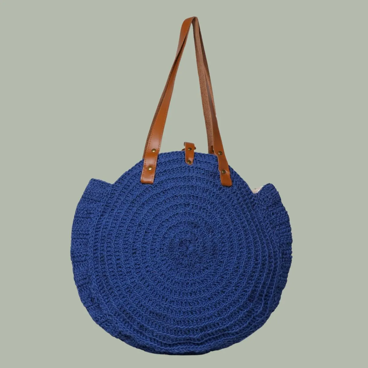 United Urbane Round Hand Bag | Hand-Crochet | Cotton Yarn | Royal Blue