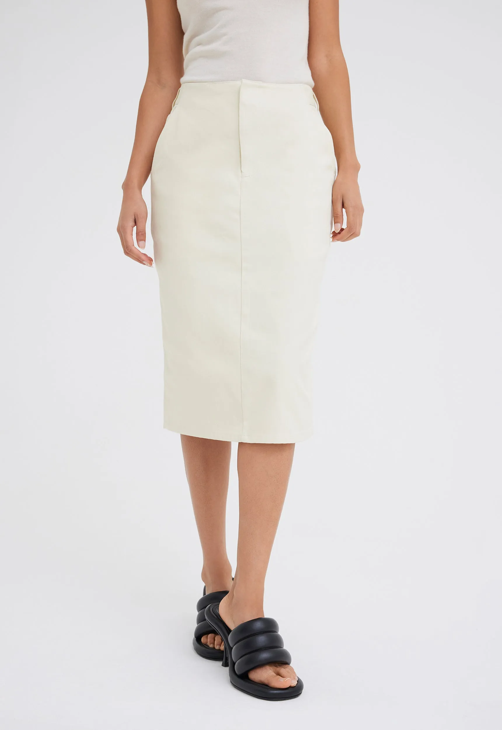 Uno Denim Midi Skirt - Ice Cream