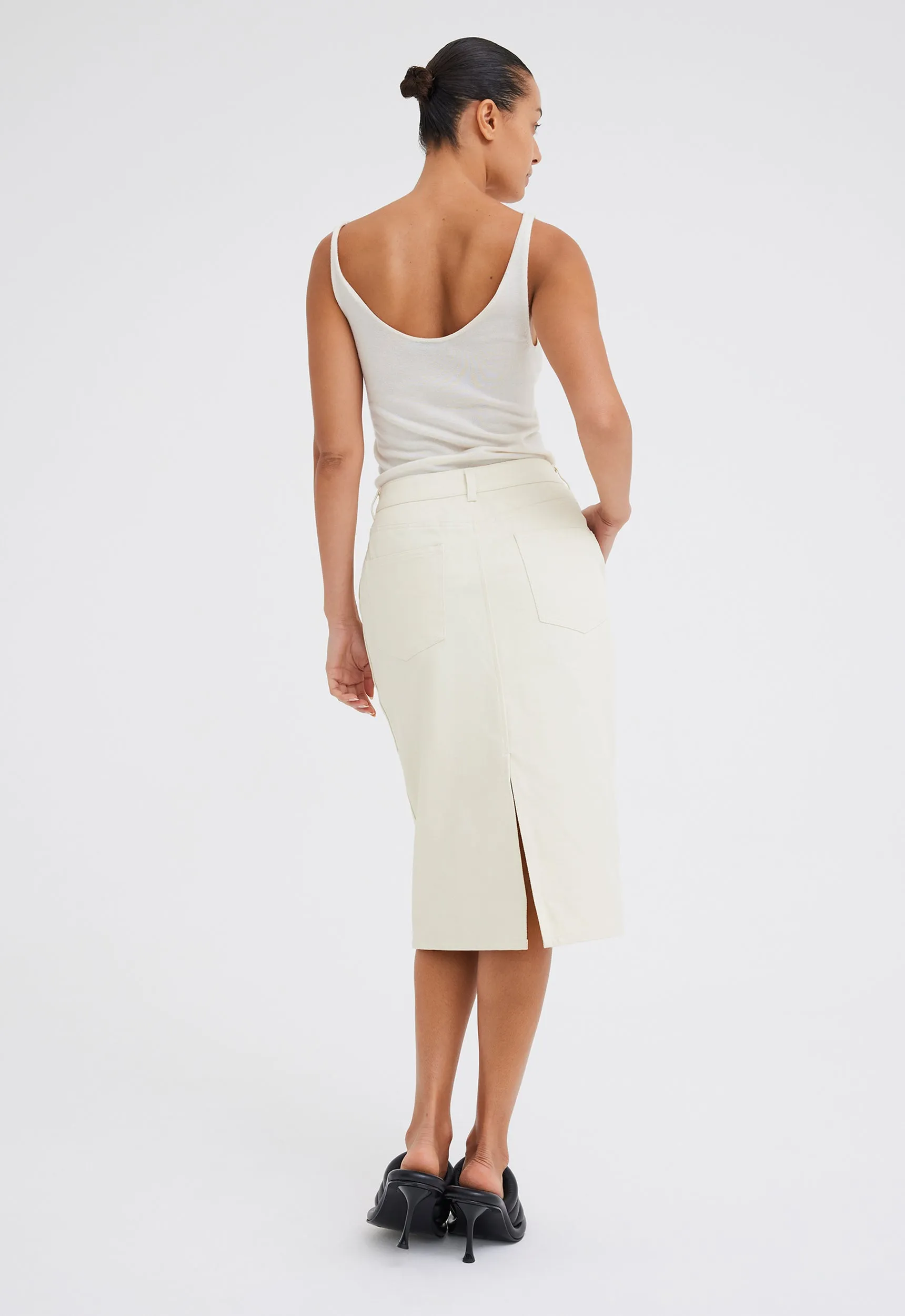 Uno Denim Midi Skirt - Ice Cream