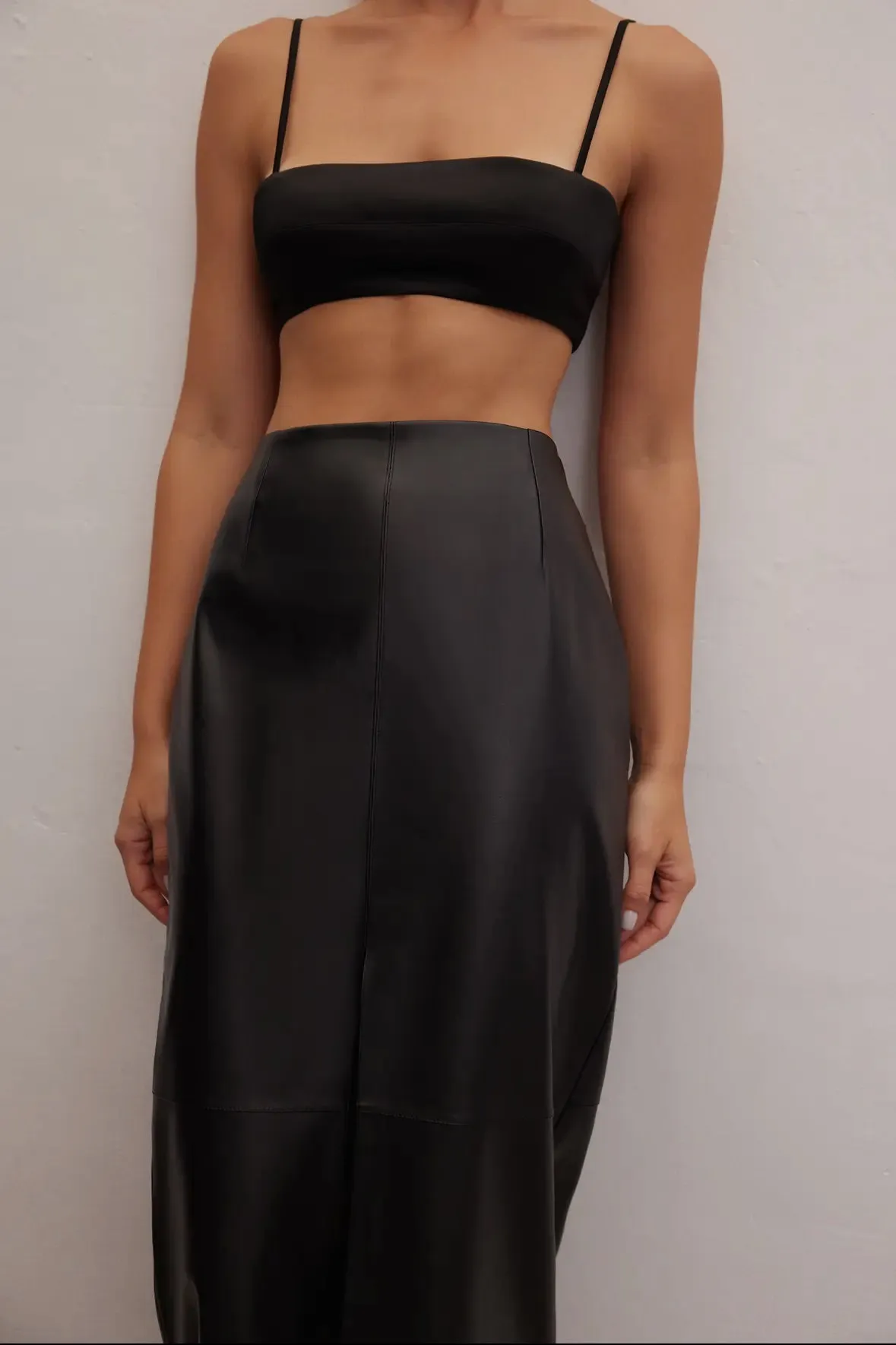Vegan leather maxi skirt by Le Cle