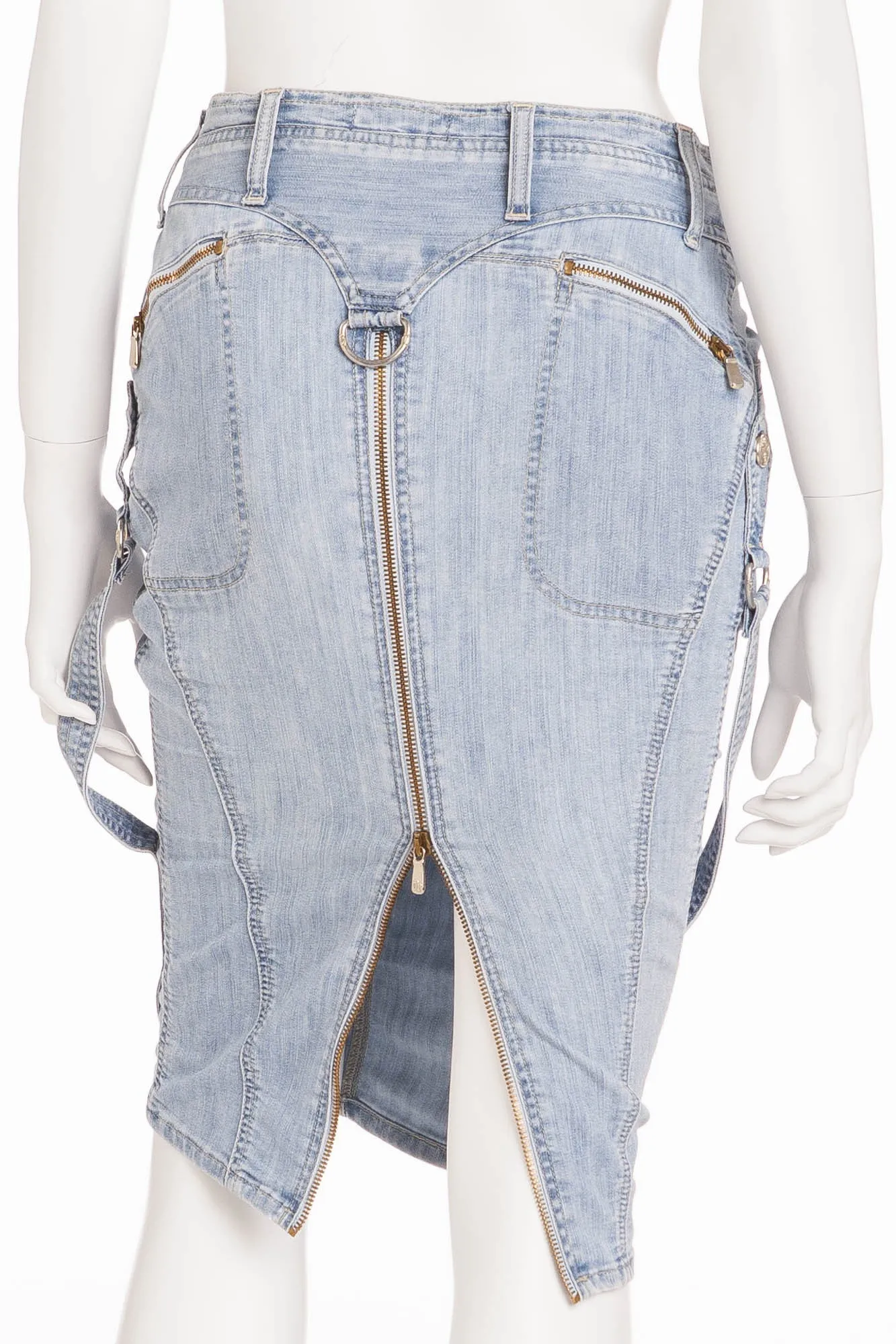 Versace  - Denim Pencil Skirt with Zippers -