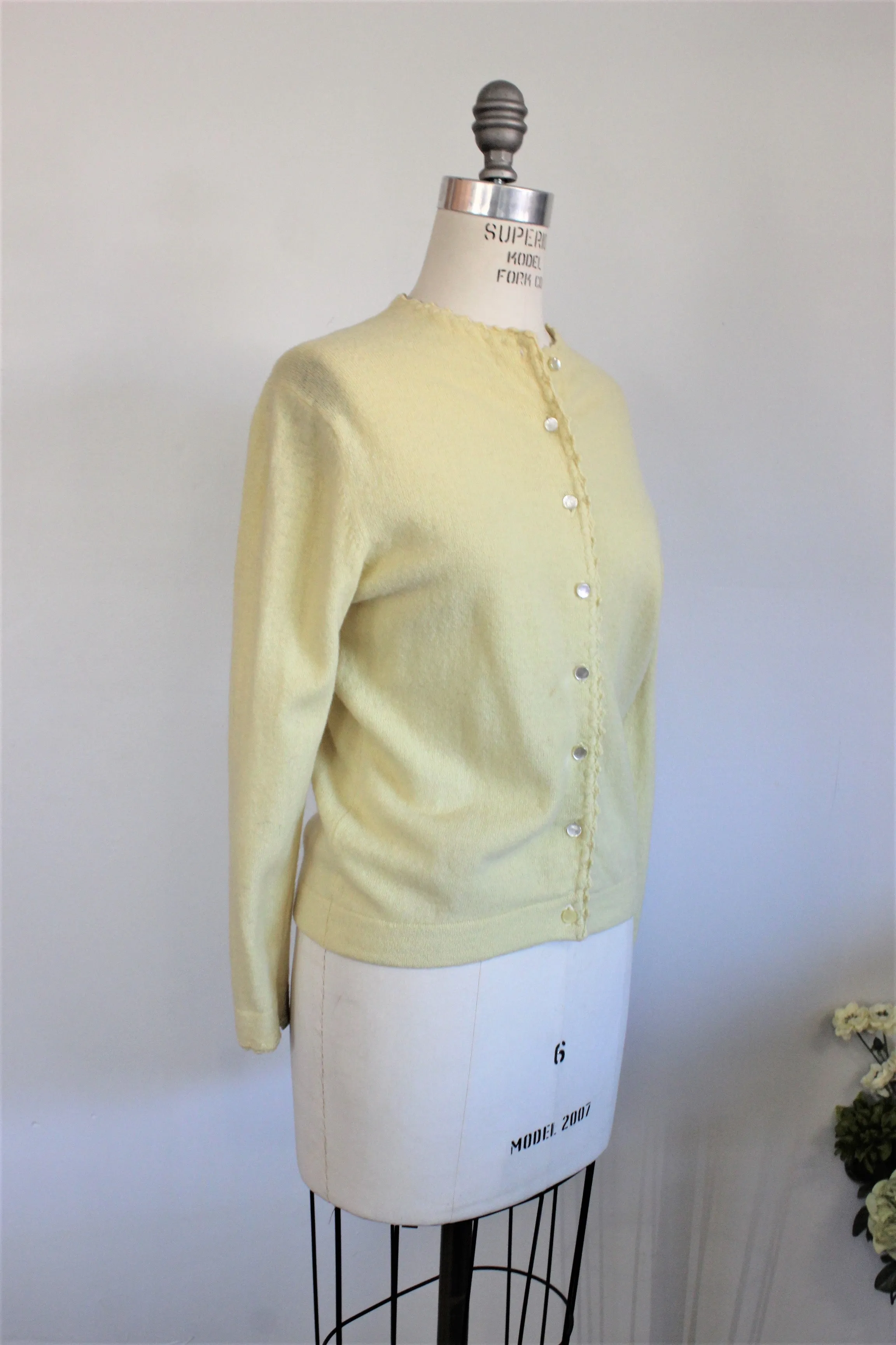 Vintage 1950s Yellow Sweater, Cardigan By Campus Casuals
