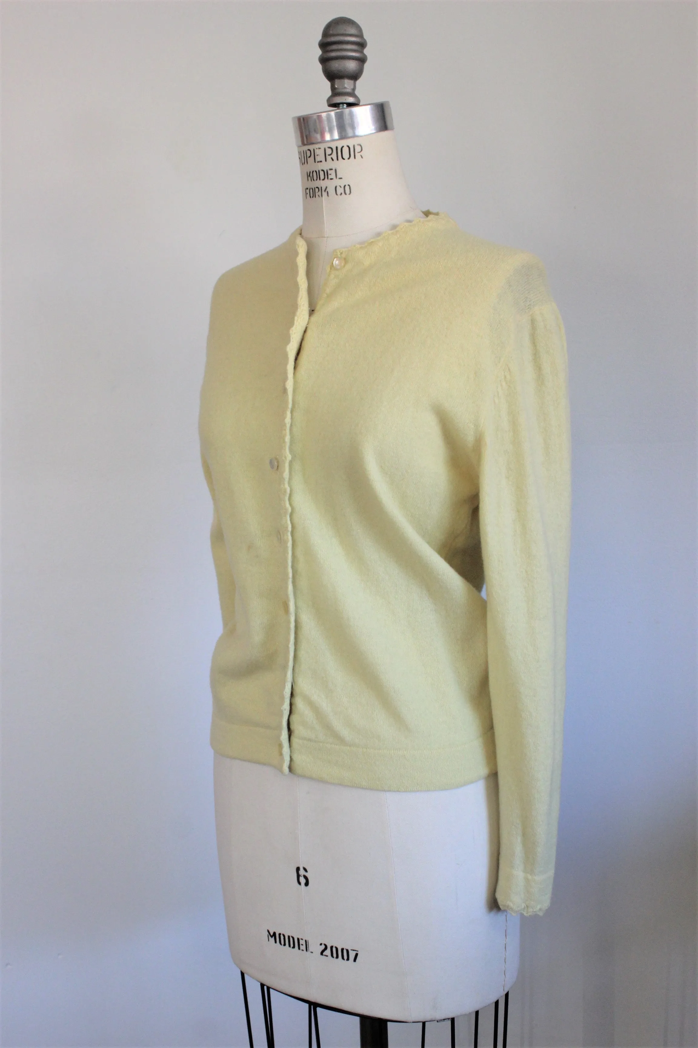 Vintage 1950s Yellow Sweater, Cardigan By Campus Casuals