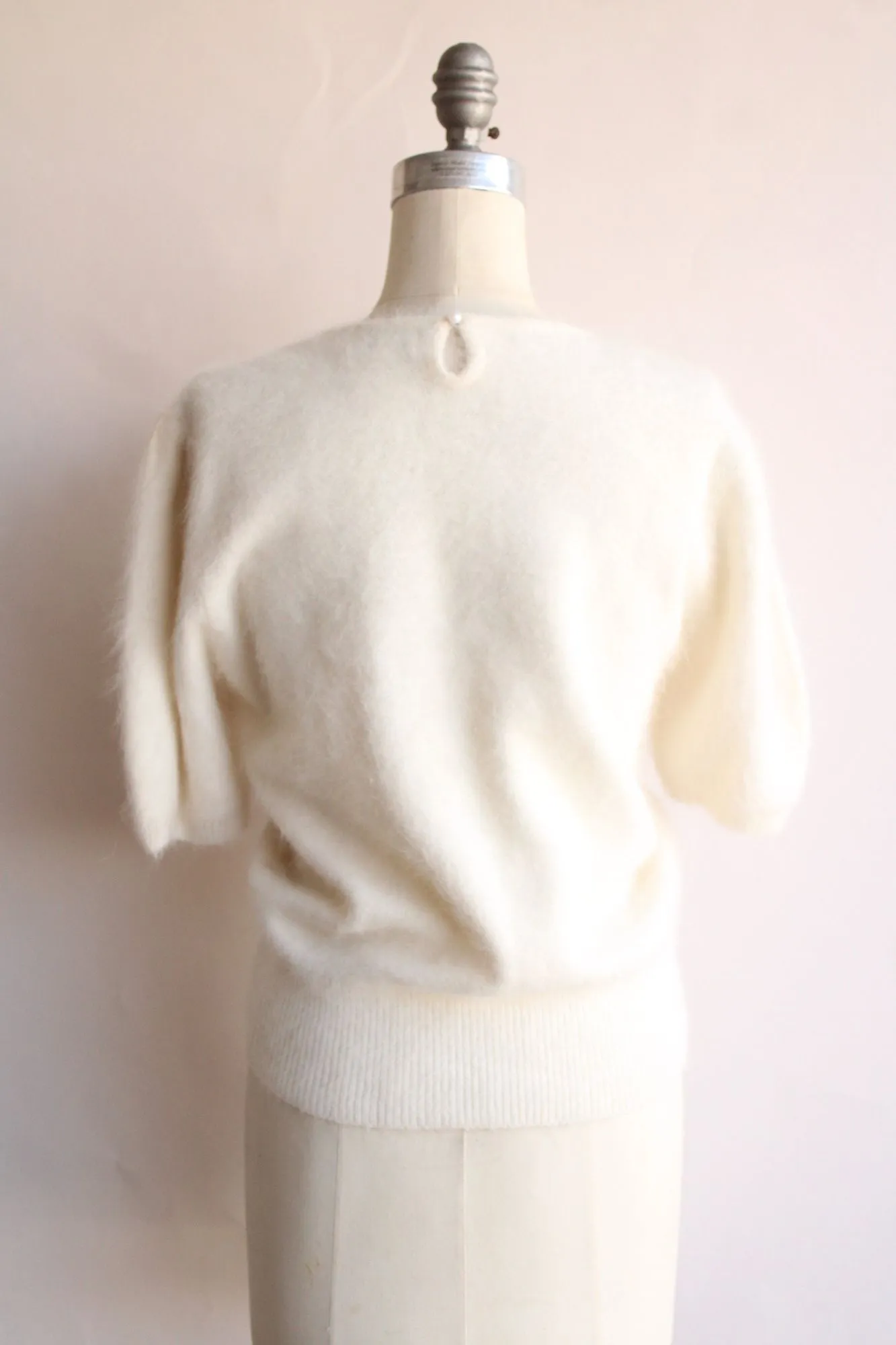 Vintage 1980s Ivory Angora Cardigan and Pullover Sweater Set