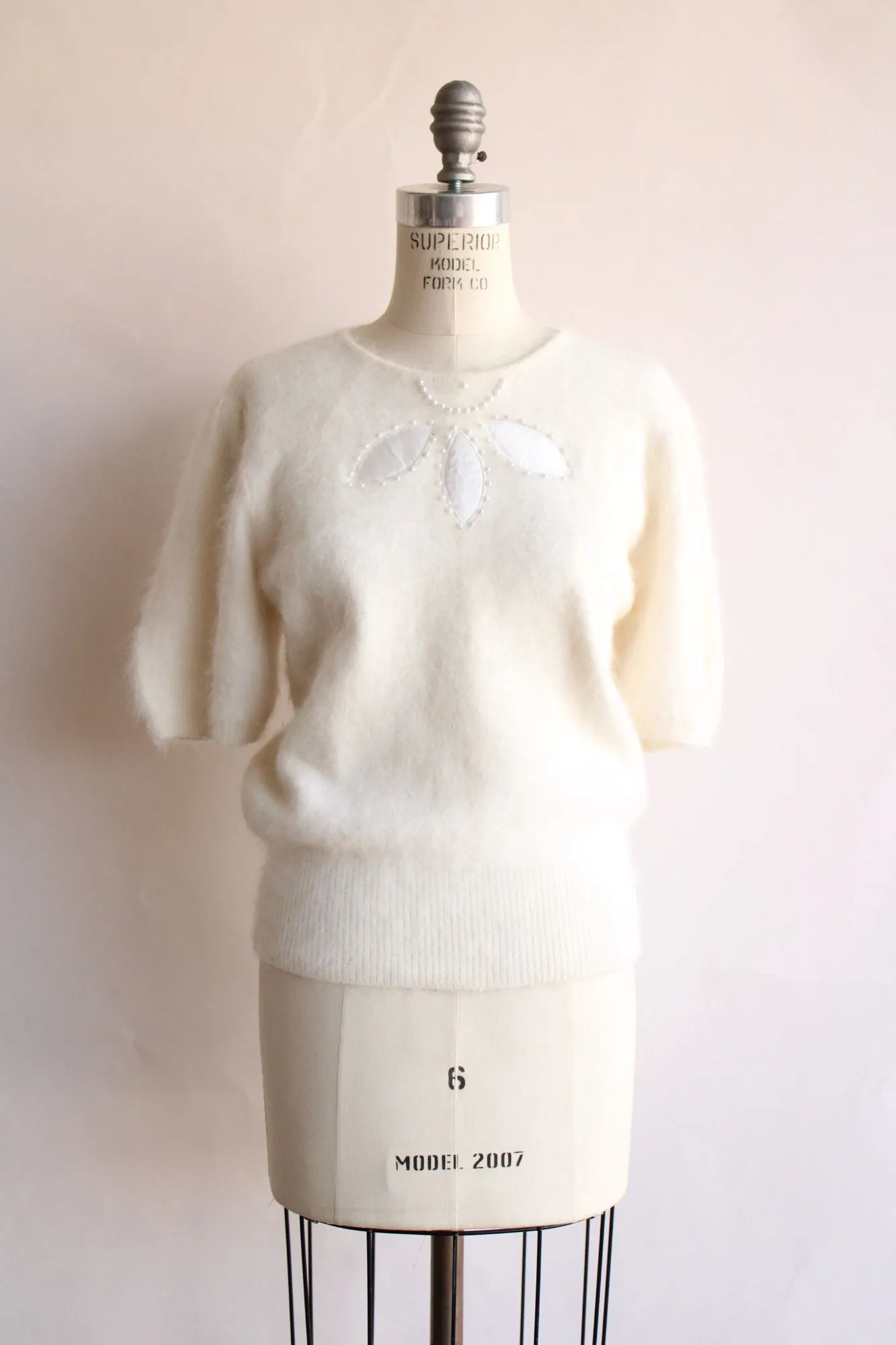 Vintage 1980s Ivory Angora Cardigan and Pullover Sweater Set