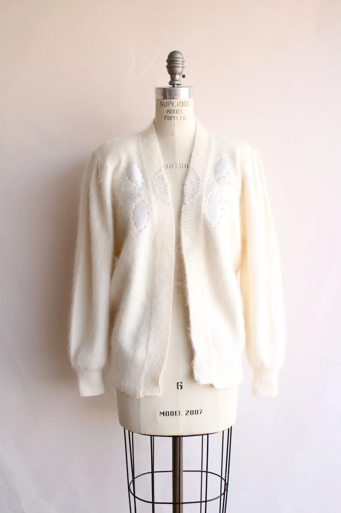 Vintage 1980s Ivory Angora Cardigan and Pullover Sweater Set