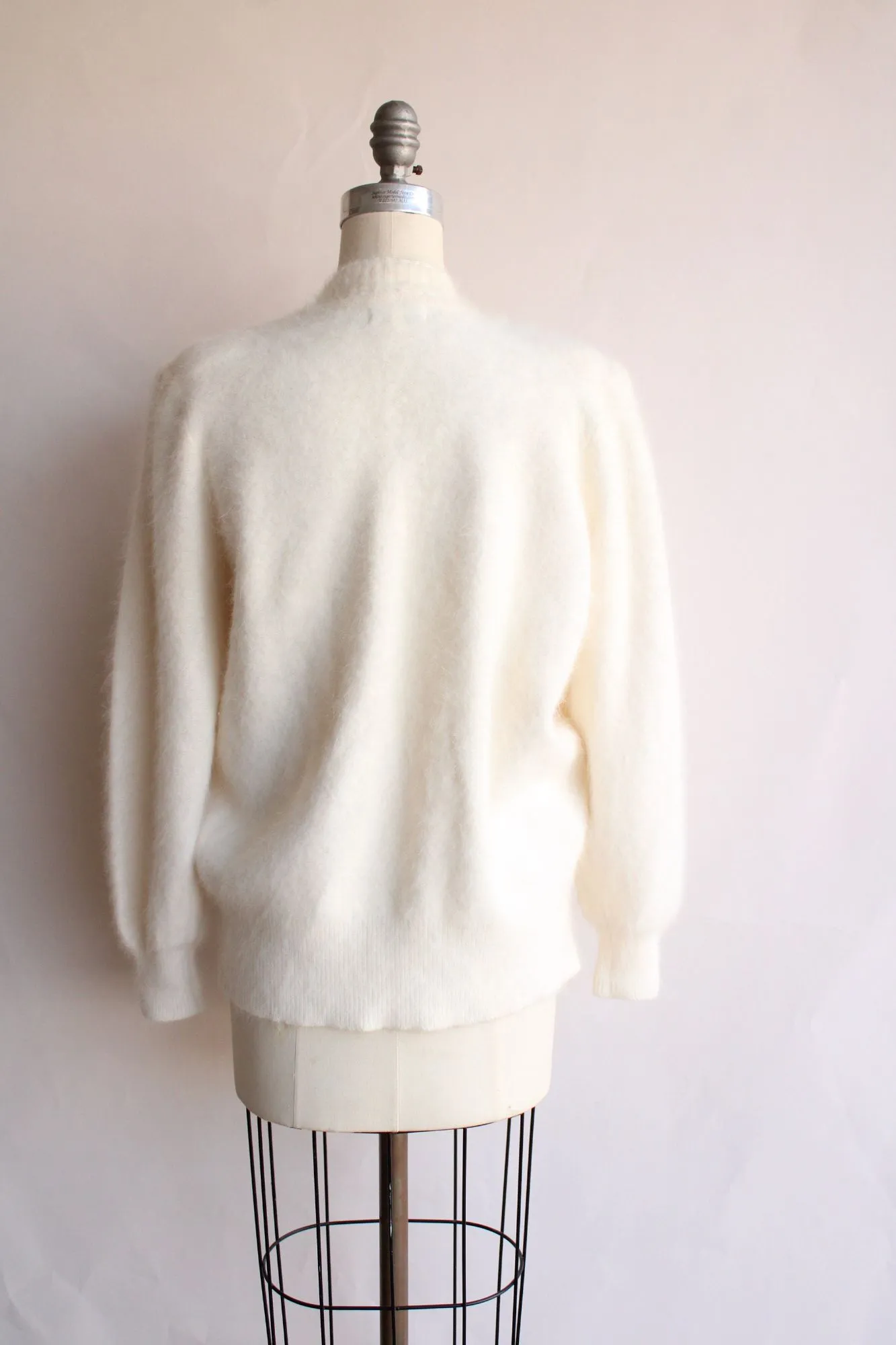Vintage 1980s Ivory Angora Cardigan and Pullover Sweater Set