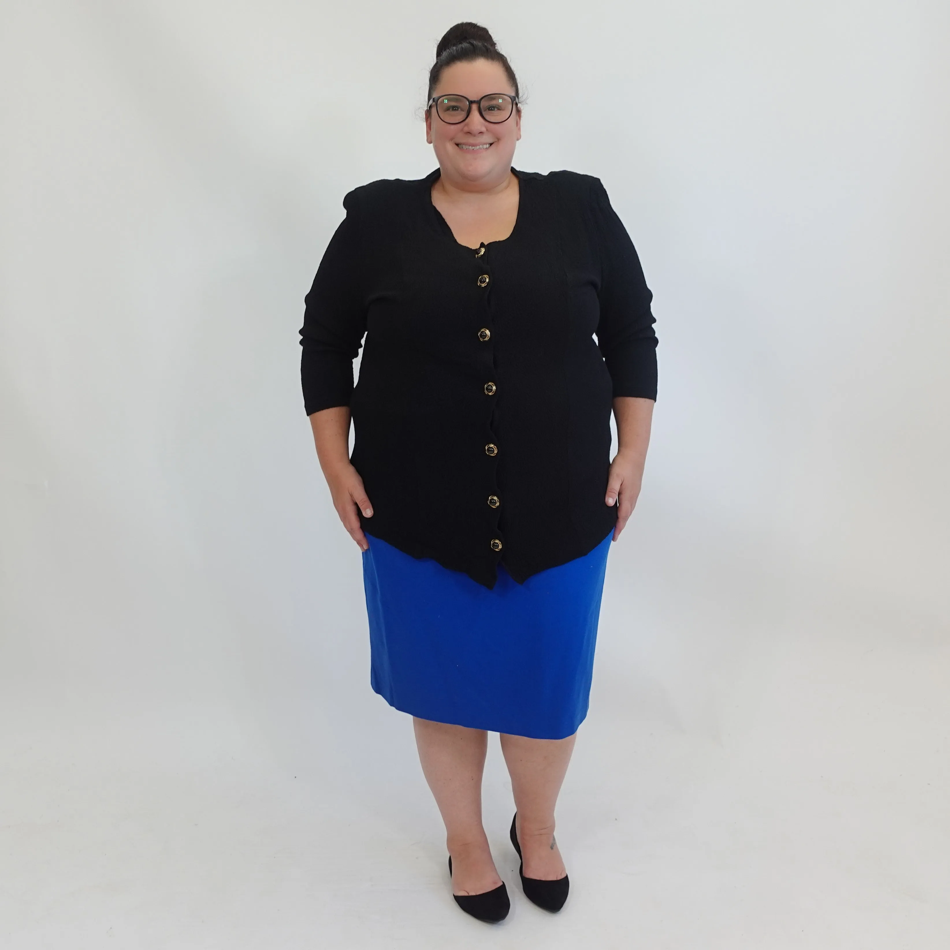 Vintage Cobalt Blue Wool Pencil Skirt