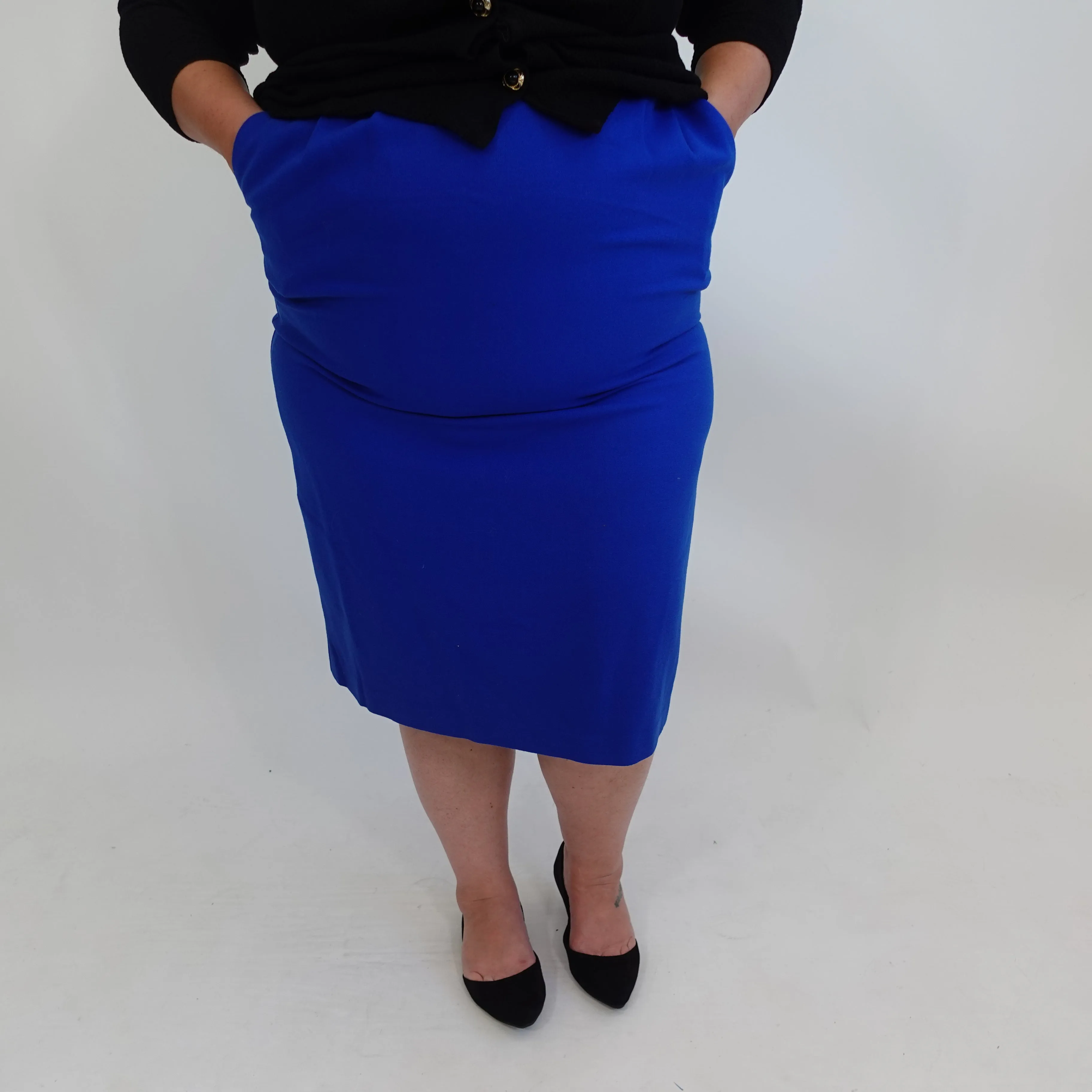 Vintage Cobalt Blue Wool Pencil Skirt