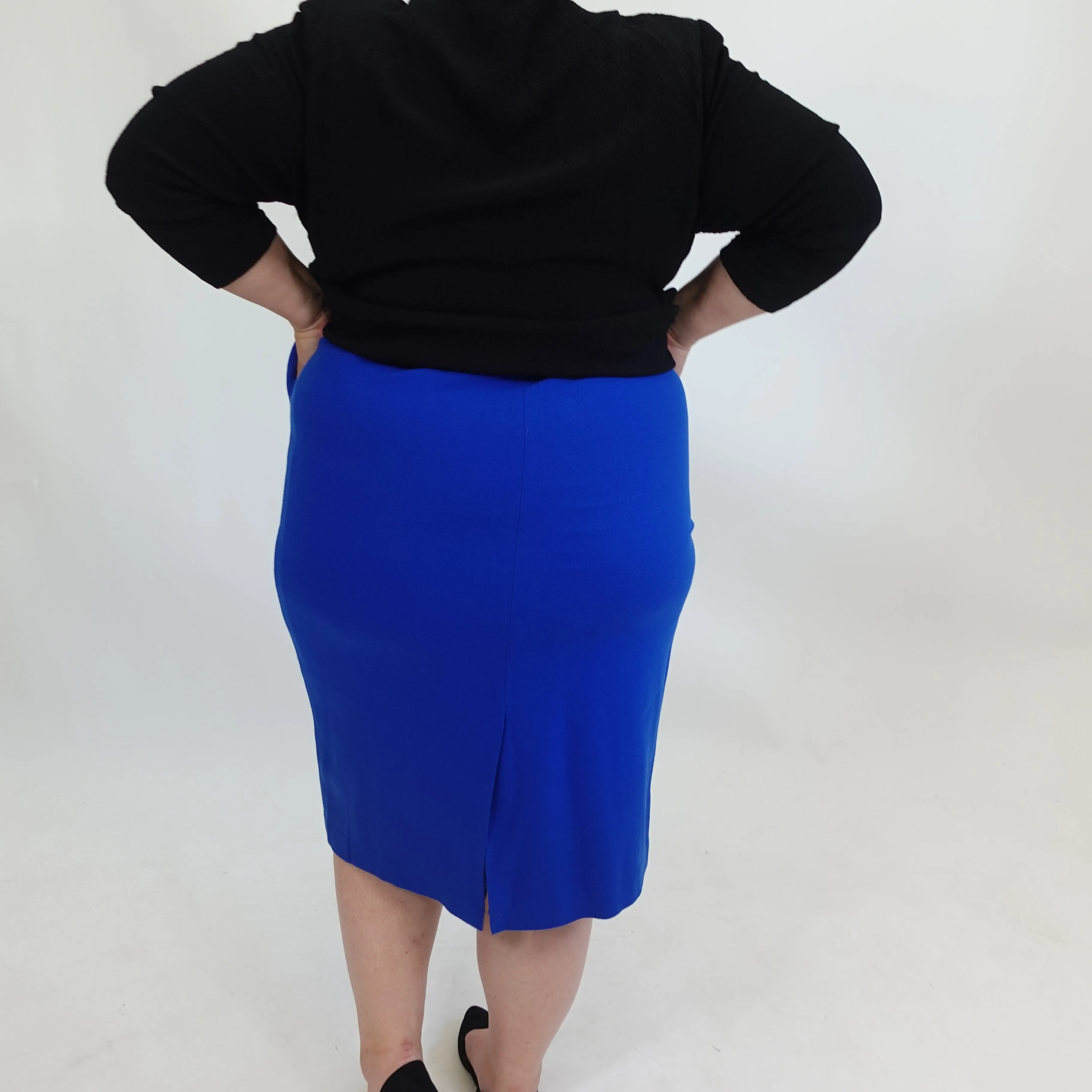 Vintage Cobalt Blue Wool Pencil Skirt