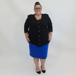 Vintage Cobalt Blue Wool Pencil Skirt