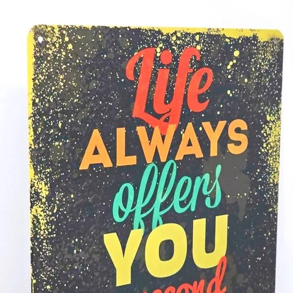 Vintage Metal Sign | Indoor/Outdoor | Second Chances Black & Yellow