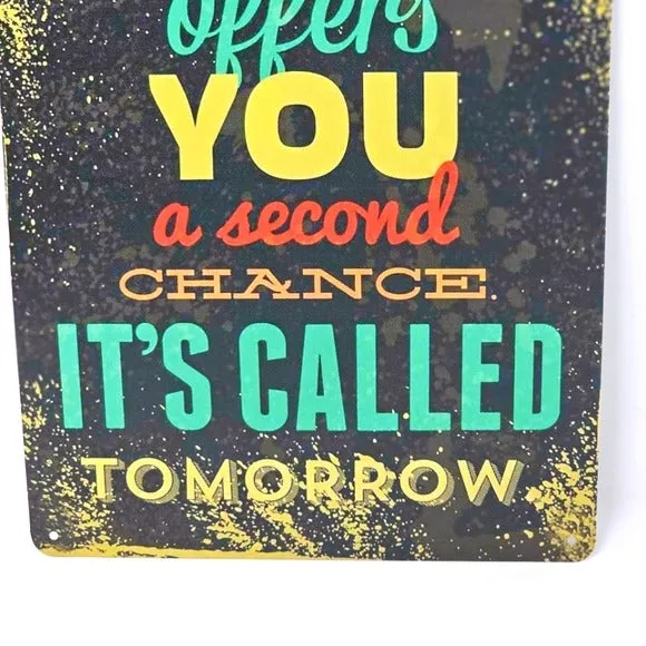 Vintage Metal Sign | Indoor/Outdoor | Second Chances Black & Yellow