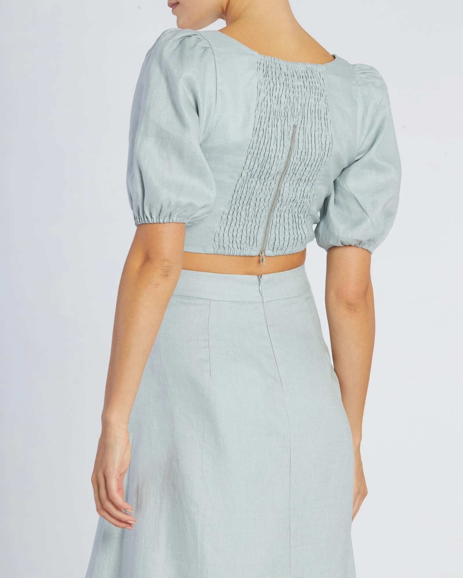 Violetta Linen Crop Top - Periwinkle