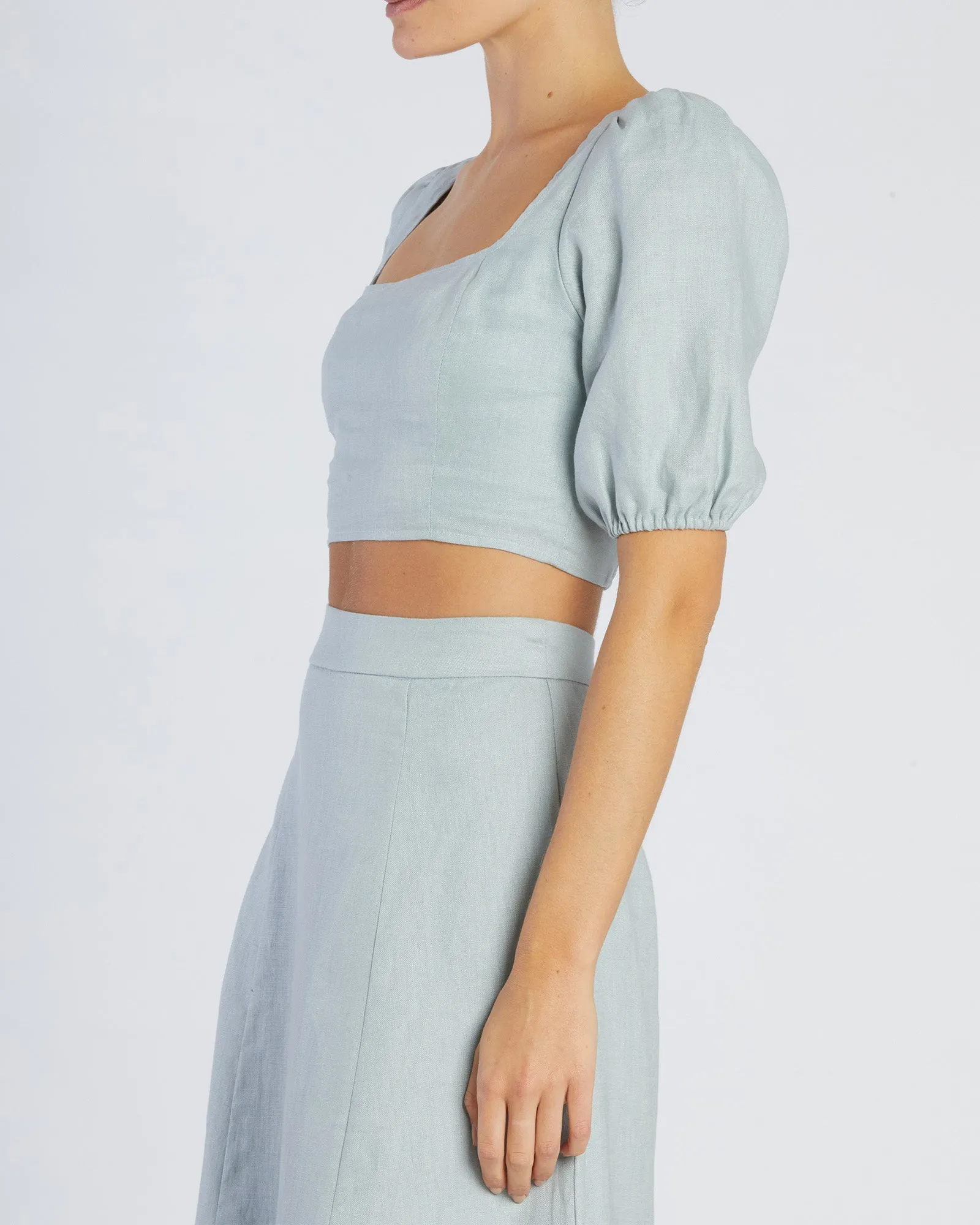 Violetta Linen Crop Top - Periwinkle