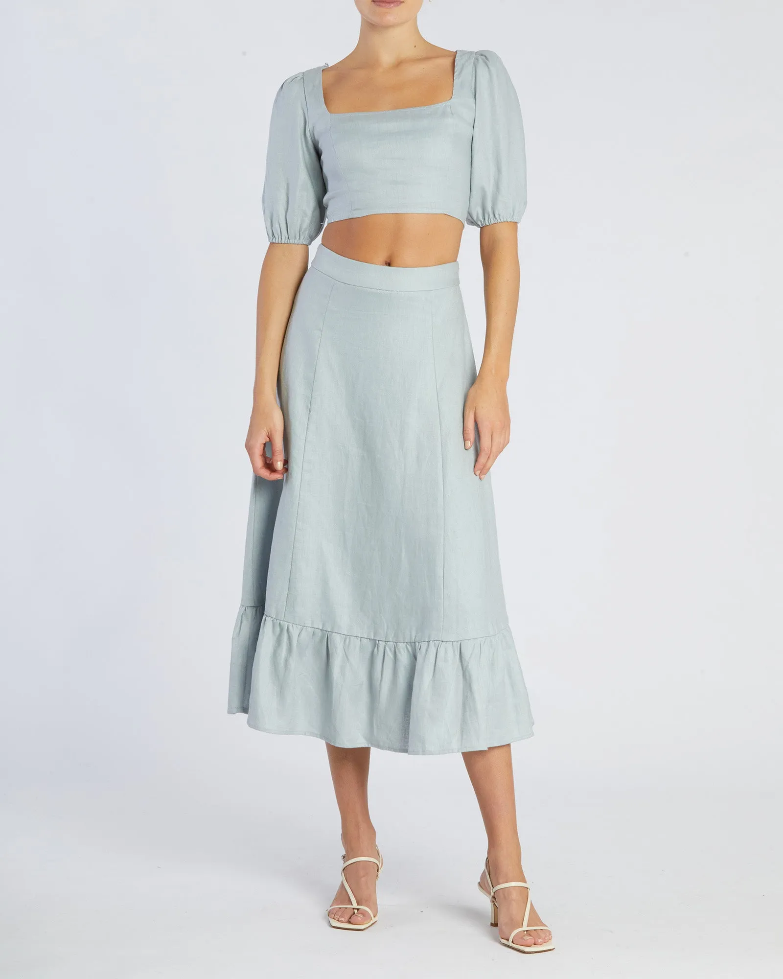 Violetta Linen Crop Top - Periwinkle