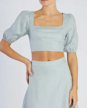Violetta Linen Crop Top - Periwinkle
