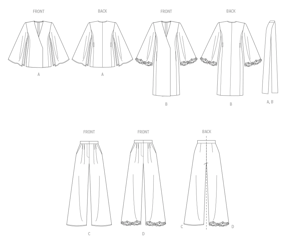 Vogue Sewing Pattern 2020 Misses' Lounge Top, Robe and Pants