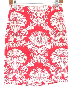 Warm Spring Damask Print Pencil Skirt
