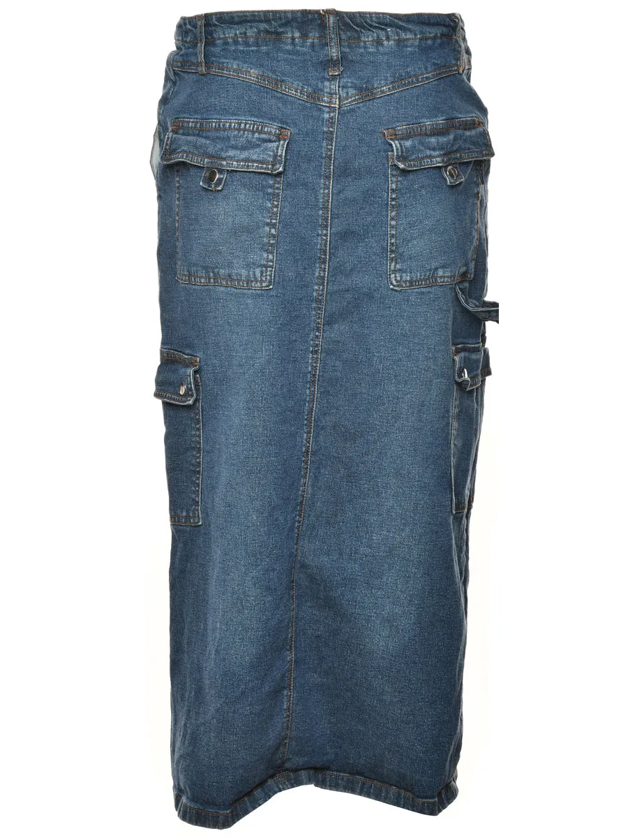 Y2K Denim Cargo Skirt - M
