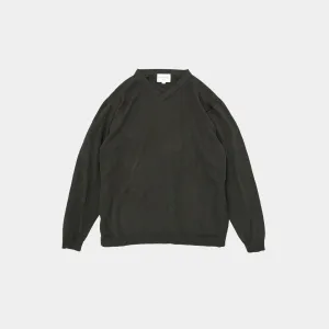 Yak Mix V-Neck Sweater | Brown Charcoal
